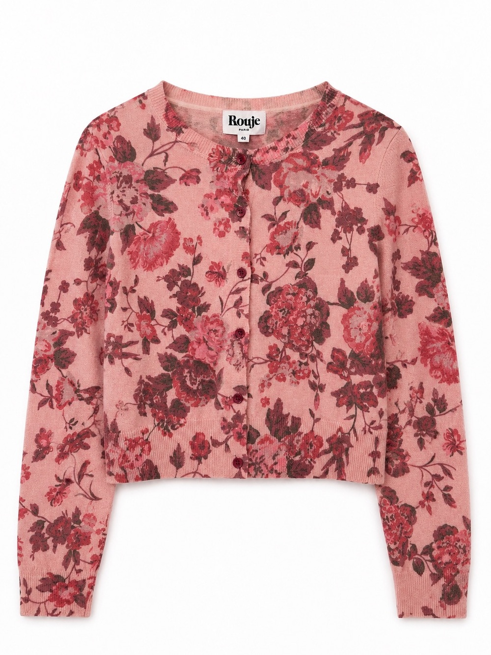 Rouje Paris NWT Jamie Floral Cardigan Jardin d’Automne Rose Size 40 US 8
